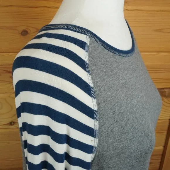 Matilda Jane Dark Blue Striped Gray Long‎ Sleeve Top Size Medium - Picture 4 of 9